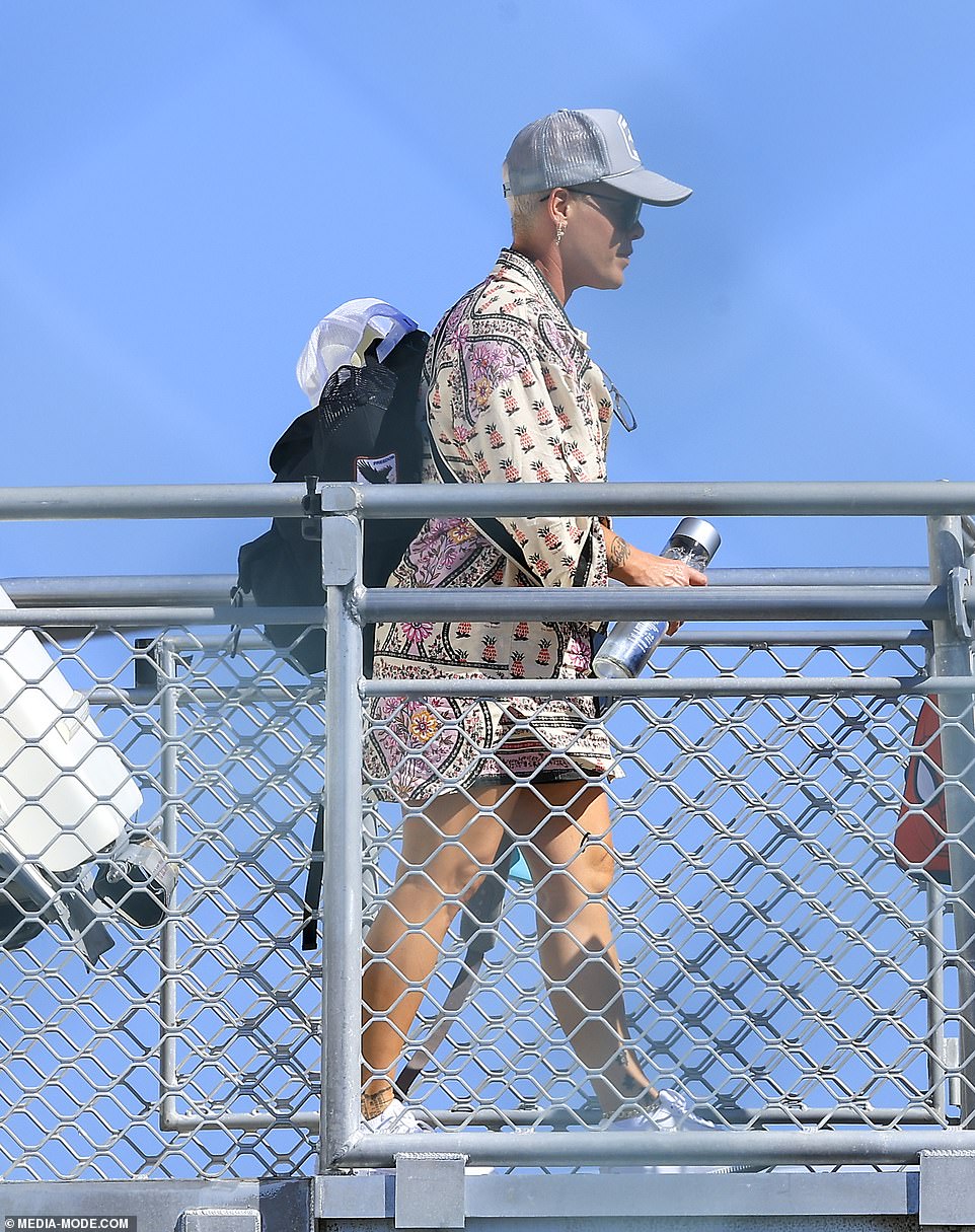 Pink, her husband Carey Hart, 48, and their two children Willow, 12, and Jameson, seven, boarded the plane at Sydney Airport