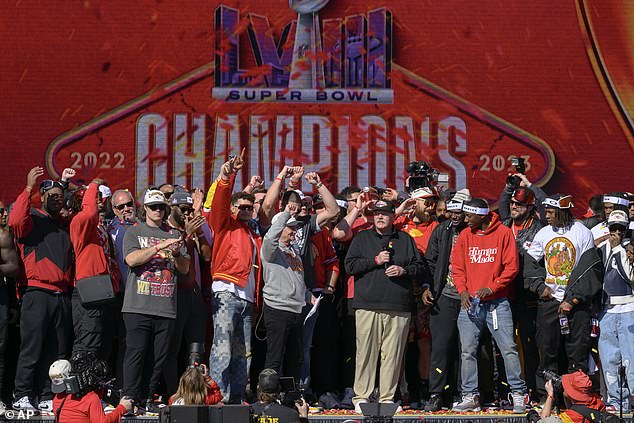 Andy Reid, Patrick Mahomes and the rest of the Chiefs players and staff were celebrating earlier