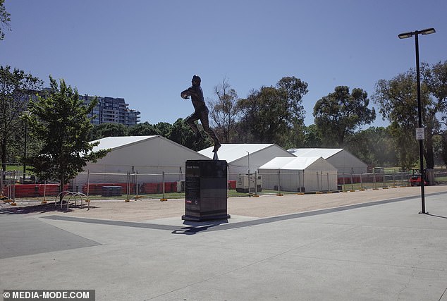 A view from outside saw the vast external space of the MCG just hours before it was to be filled with screaming fans