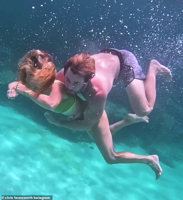 The Thor star took to Instagram with a very racy video of him grabbing 47-year-old Elsa as they swam underwater together