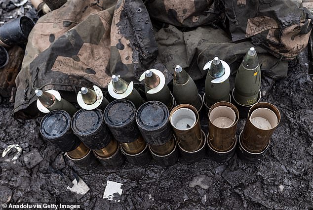 Artillery shells are seen moving towards Bakhmut, Donetsk Oblast, Ukraine on February 13, 2024