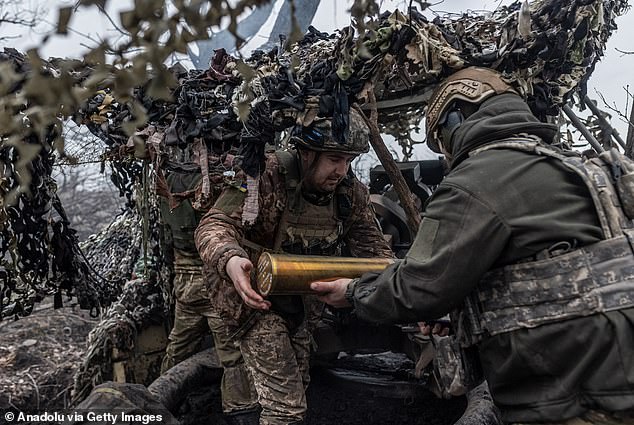 Ukrainian soldiers prepare L119 artillery in the direction of Bakhmut, Donetsk Oblast, Ukraine on February 13, 2024