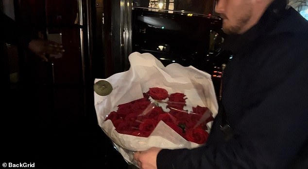 At some point during the night, the mother of two was also delivered a bouquet of red roses that belonged to Rocky