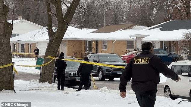 Police cordon off a crime scene in Joliet, Illinois after a shooting that killed 23-year-old Romeo Nance before killing himself