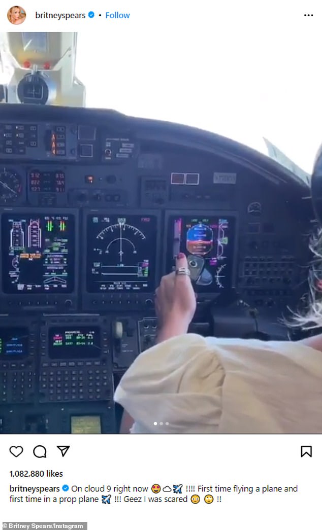 Spears has shown an interest in aviation in the past, sharing a clip on Instagram on September 29, 2021 that showed her co-piloting a propeller plane that was in the air