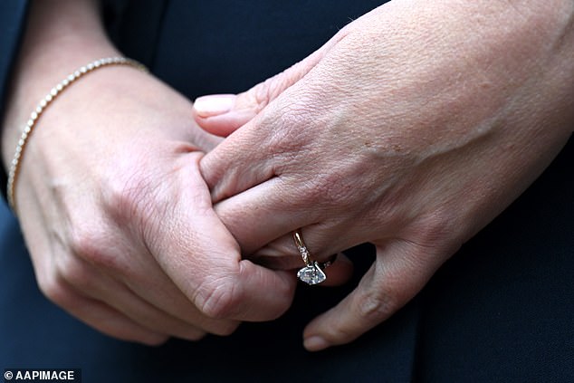 Mrs Haydon shows off her engagement ring