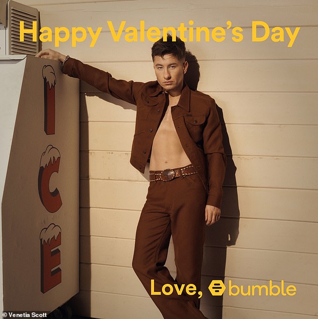 The message simply read 'Happy Valentine's Day' as he captioned it: 'From us to you @bumble'