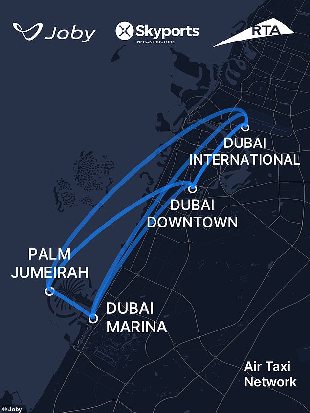 Joby has also signed an agreement with British delivery company Skyports, which will design, build and operate four 'vertiport' locations in Dubai where the taxi will operate from