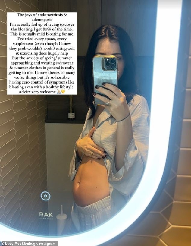 A few days later, Lucy shared a photo of her stomach and revealed that she suffered from bloating as one of the symptoms of the condition.