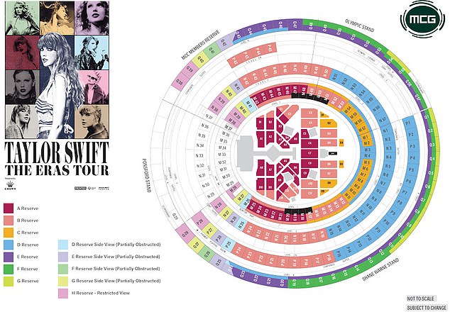 Melbourne MCG stage map shown