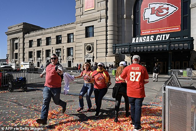 Police evacuated the train station as large crowds fled in panic after the shots rang out.  Up to a million people were expected to descend on Kansas City for the parade.