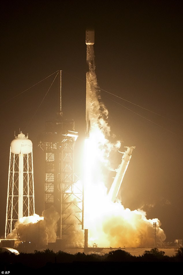 SpaceX's Falcon rocket blasted off in the middle of the night, sending Intuitive Machines' lunar lander bound for the moon, 290,000 miles away