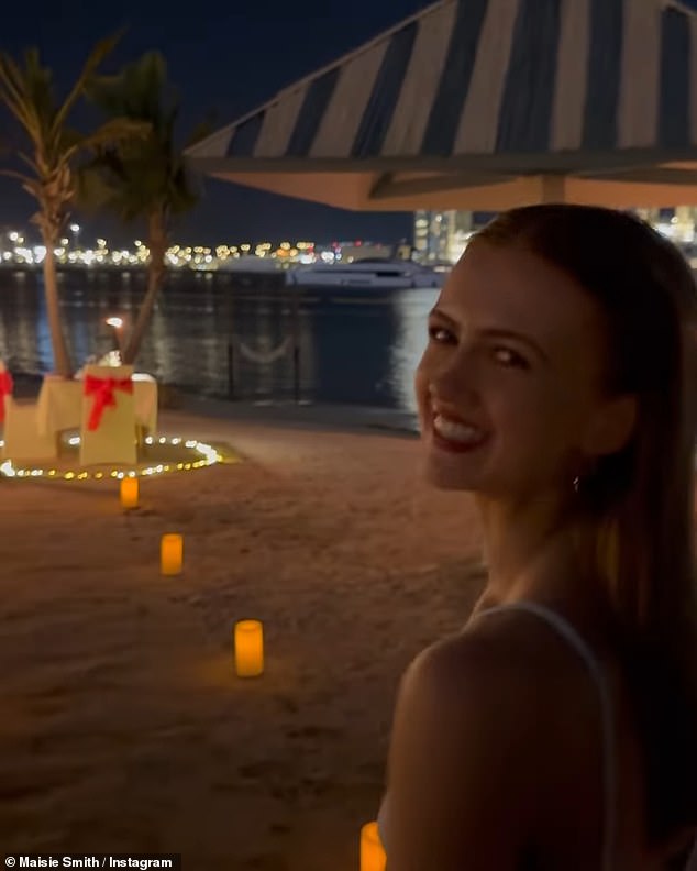 Maisie didn't know what to expect as she walked across the sand to the table where their dinner would be served