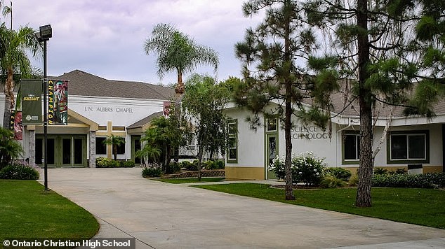 Villasenor allegedly plotted to attack his campus at Ontario Chistian High School (pictured) in Southern California