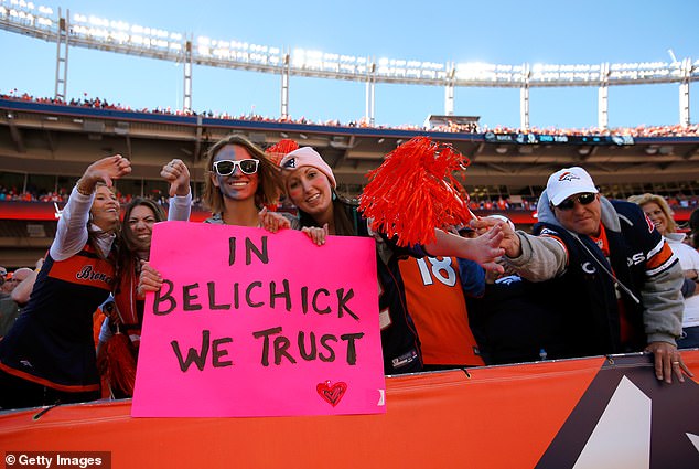 New England Patriots fans hold up a sign in support of head coach Bill Belichick in 2014