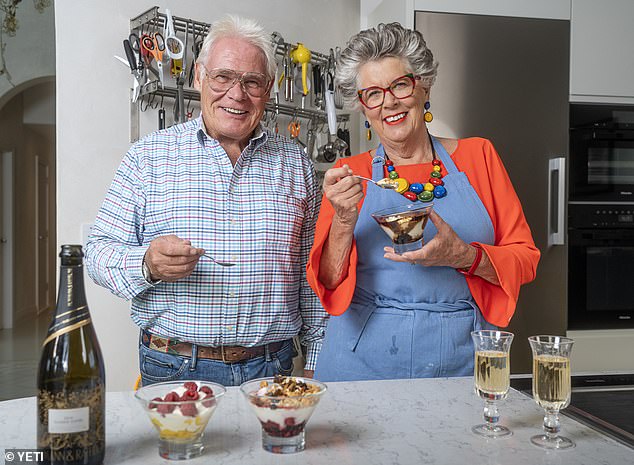 Pure prepares to launch new show Prue Leith's Cotswold Kitchen, hosted with her husband John Playfair (pictured) from their opulent rural home