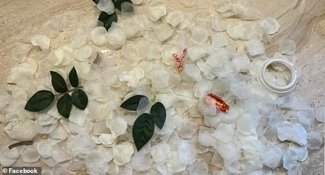 The collection of debris left behind by the Valentine's Day proposal included plastic leaves