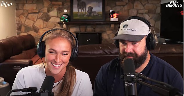 The couple started their first date during Jason's podcast with brother Travis