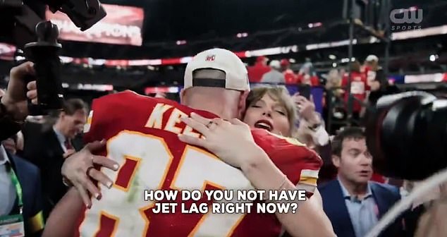 Kelce asked how his girlfriend didn't suffer from jet lag after her crazy flight from Japan