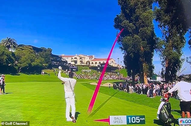 The 48-year-old dropped his club shortly after making contact as the ball squirted to his right