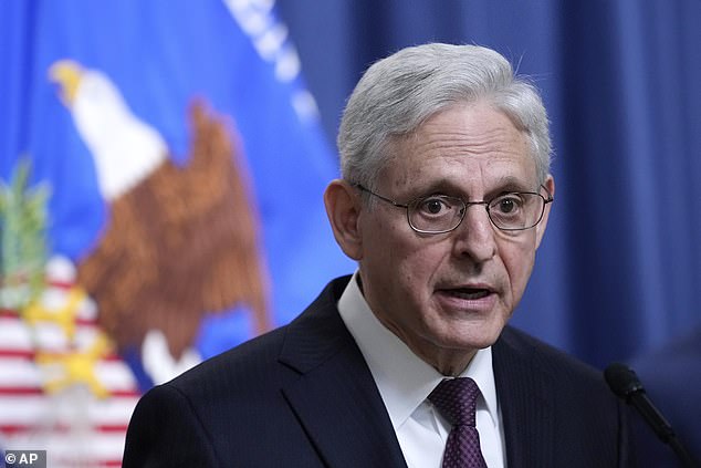 Attorney General Merrick Garland speaks during a press conference at the Department of Justice