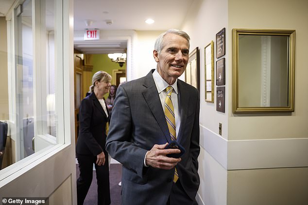 Manchin said he would also consider teaming up with former Sen. Rob Portman (pictured), an Ohio Republican, if he were to launch a unity ticket in 2024.