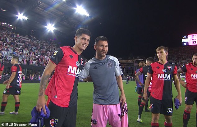 Messi also posed with some of his opponents after the final whistle blew