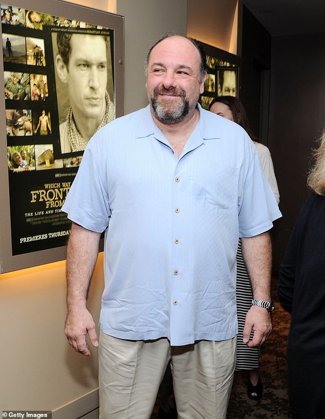 Gandolfini, who played mob boss Tony Soprano, died of a heart attack while visiting Rome in 2013 at the age of 51;  pictured in 2013 in New York