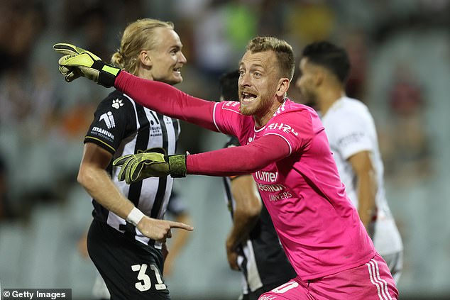 Wanderers players were in disbelief several times during the match against Macarthur FC earlier this month (photo, goalkeeper Lawrence Thomas)