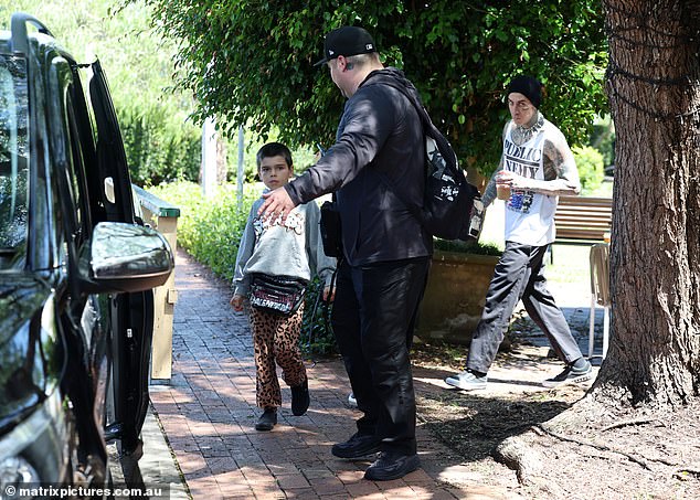 Kourtney's son Reign, who she shares with her ex Scott Disick, joined the pair during the outing