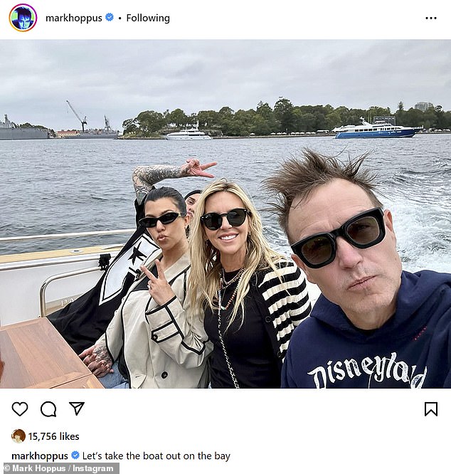 Travis' blink-182 bandmate Mark Hoppus also posted a photo from the day, showing the pair enjoying a boat ride along the bay