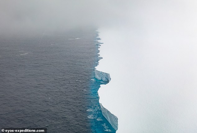 This shot highlights the loss of some of the iceberg's mass.  It is four times the size of Greater London, but getting smaller