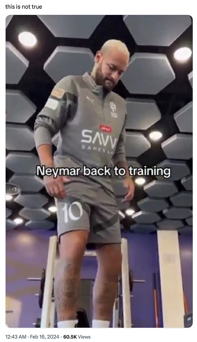 Some fans were quick to undermine the issue by showing Neymar in the Al-Hilal gym