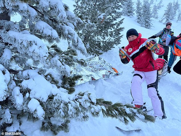 Ski patrol transports a body down a mountain in Kosova after an avalanche killed an American skier