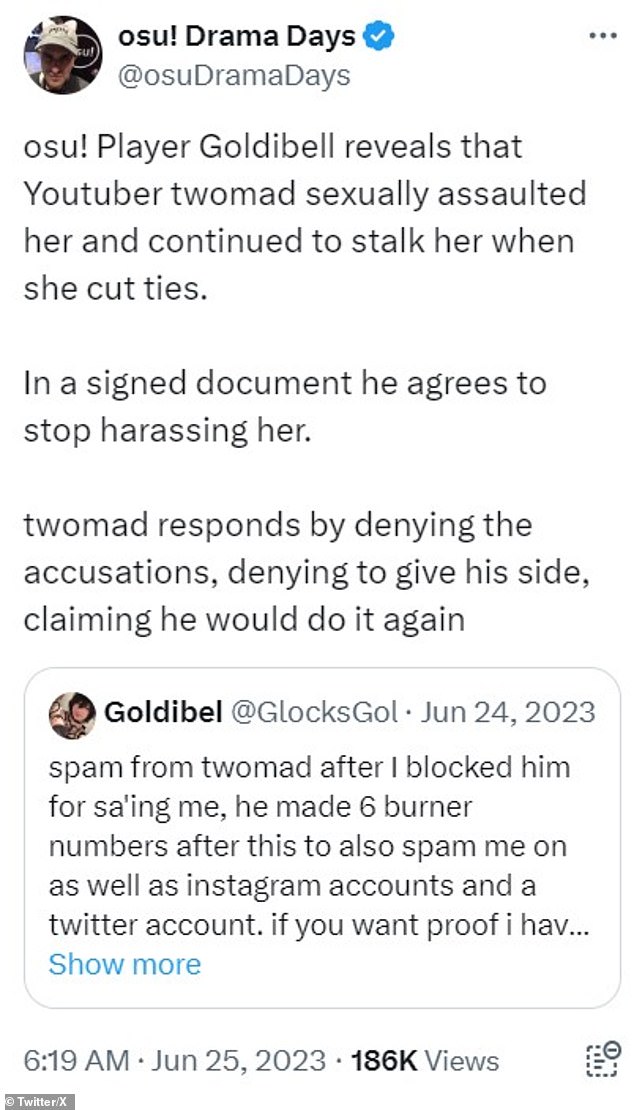 In 2023, X user @Goldibell accused Sedik of sexually assaulting her, posting a stream of unanswered text messages from him.  Sedik denied the allegations