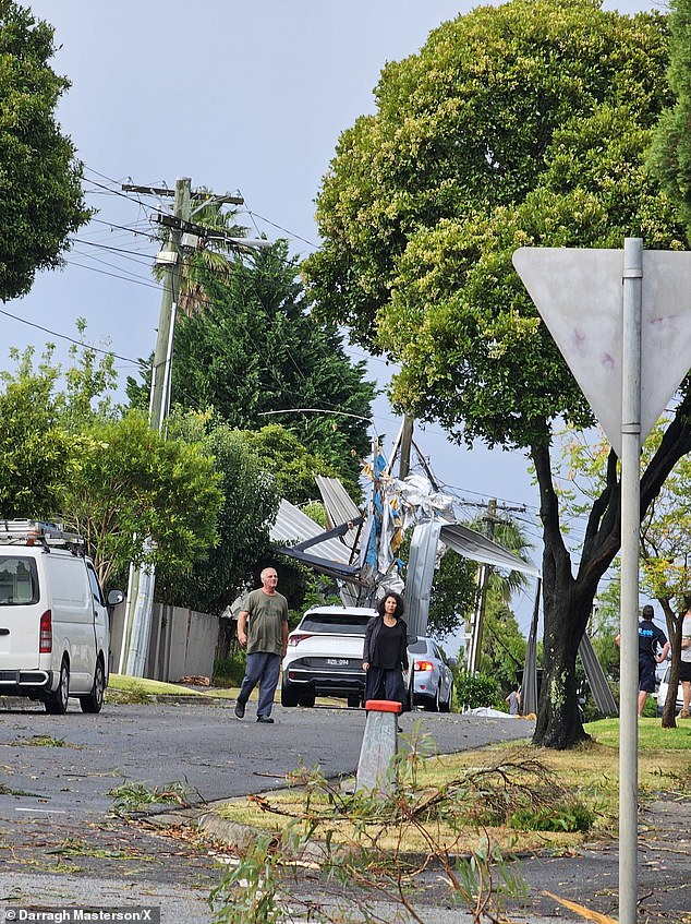 Locals are assessing some of the damage left behind by heavy storms in the Mount Waverley area of ​​Victoria