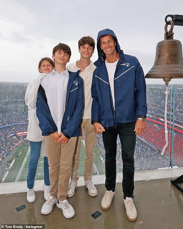 Tom and Gisele share 11-year-old daughter Vivian Lake and son Benjamin, 14. He also has 16-year-old son Jack with ex-girlfriend Bridget Moynahan;  all three recently pictured