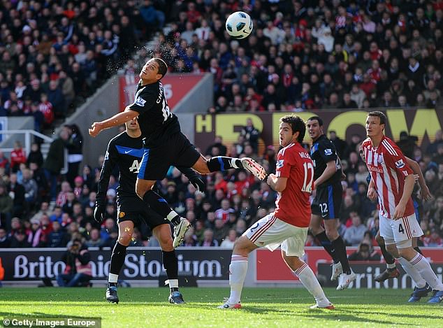 Javier Hernandez filled the void after Wayne Rooney left, scoring twice and producing this athletic header to give victory away to Stoke in 2010