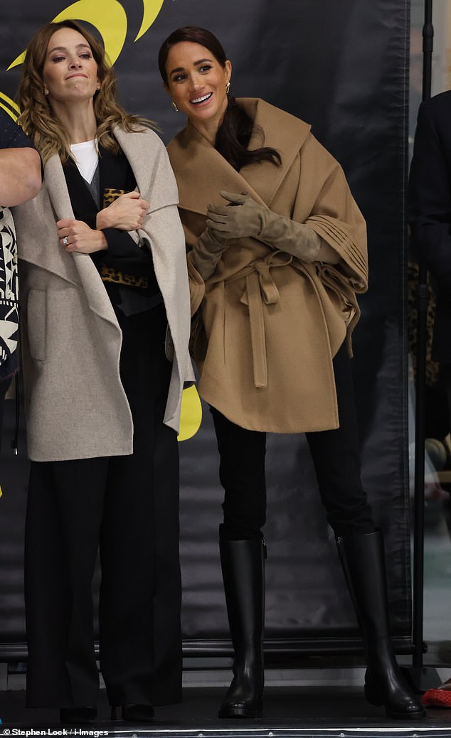 She was joined by Michael Buble's wife, Luisana Lopilato, with both women cheering on their husbands as they competed against each other on the ice.