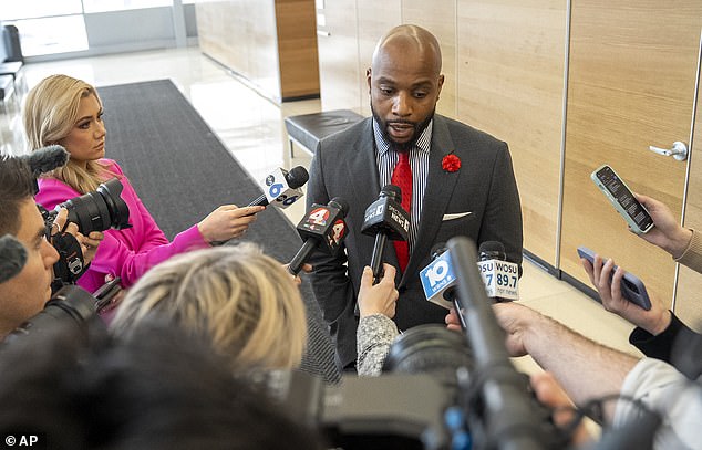 Attorney Sean Walton speaks to the media on behalf of Casey Goodson Jr.'s family.  after a mistrial was declared in the murder case on Friday