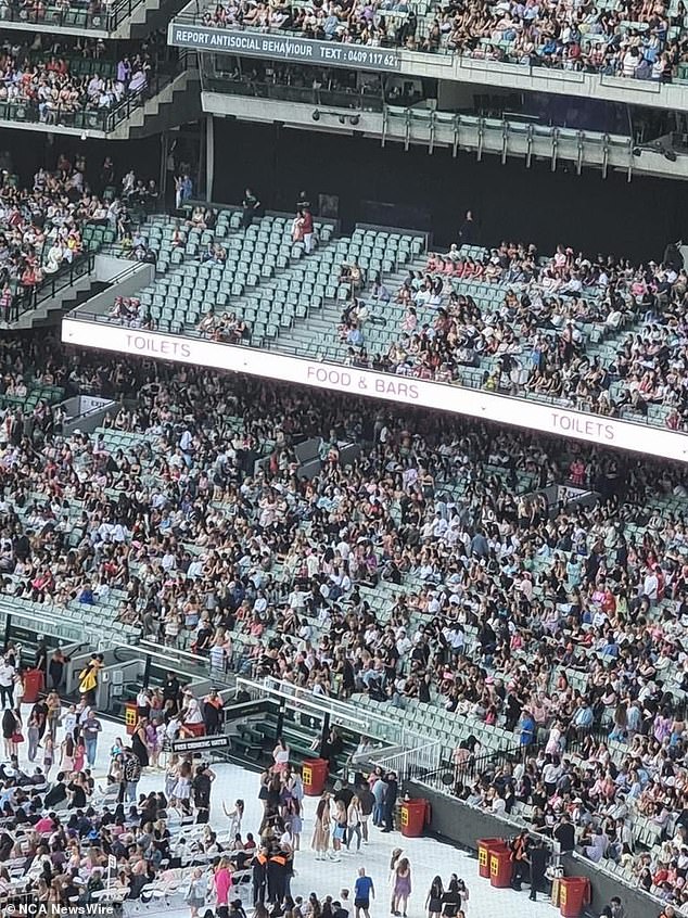 Melbourne Swifties have taken to social media to share images of hundreds of empty seats.  Image: Facebook.