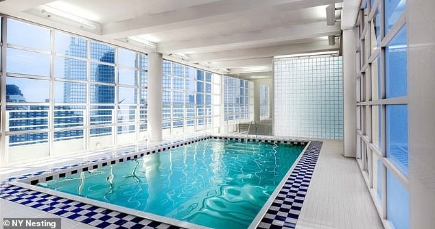 Potential buyers were enticed with a marbled indoor pool on the roof