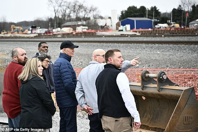 President Joe Biden visited East Palestine Friday afternoon to see firsthand the site of last year's derailment, which sent toxic chemicals flowing through the Ohio village.