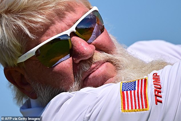 The 1995 champion wore stars and stripes shorts and a jersey with Donald Trump's name at the British Open in July 2023