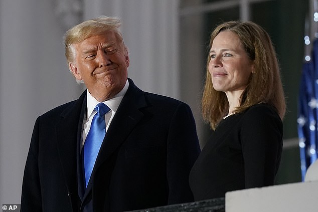 Pictured: President Donald Trump and Judge Amy Coney Barrett