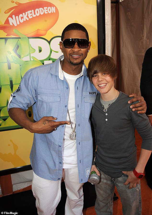 Previously, Usher signed a 13-year-old Bieber to his record label sixteen years ago;  seen in March 2009