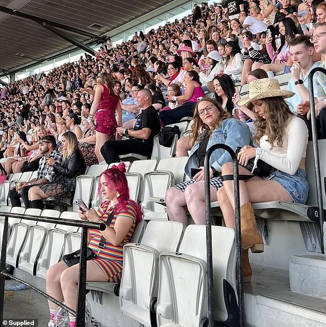 A thoughtless concertgoer ditched Swifites after leaving vomit on seats at Tayor Swift's first Australian concert at the Melbourne Cricket Ground on Friday.  In the photo: the abandoned chairs