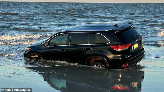 The SUV remained partially submerged while officers picked up DiRienzo-Whitehead, who was found wandering, and took her into custody.