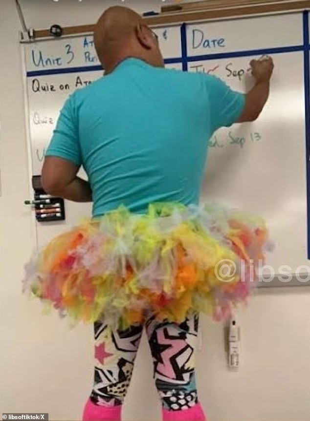 He was also filmed taking a class in a multi-coloured tutu and leggings