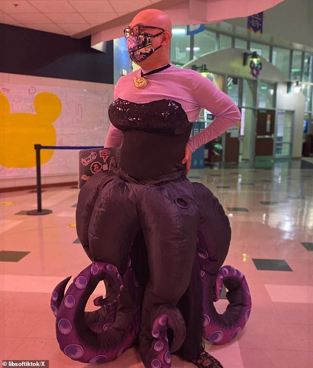 In a leaked photo, Tjachyadi can be seen wearing a dress that appears to be modeled after that of the villain Ursula from Disney's Little Mermaid.